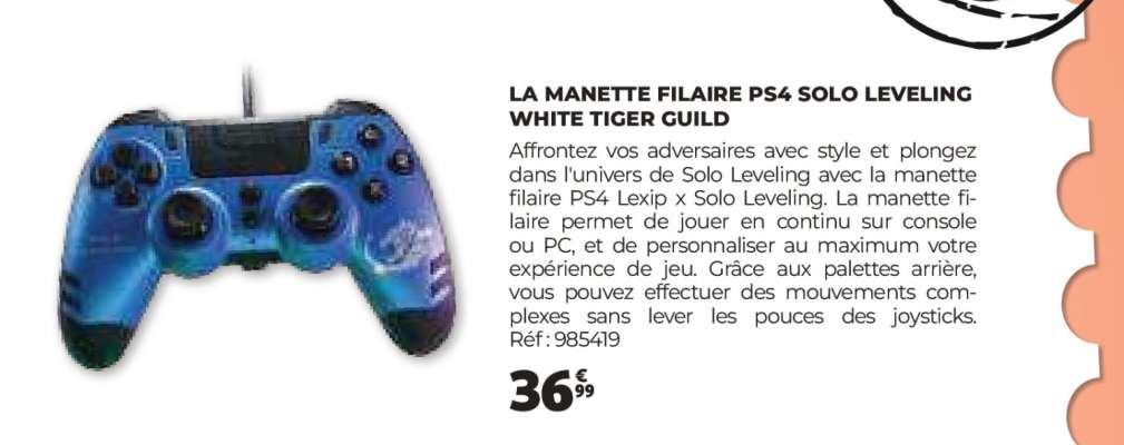 LA MANETTE FILAIRE PS4 SOLO LEVELING WHITE TIGER GUILD