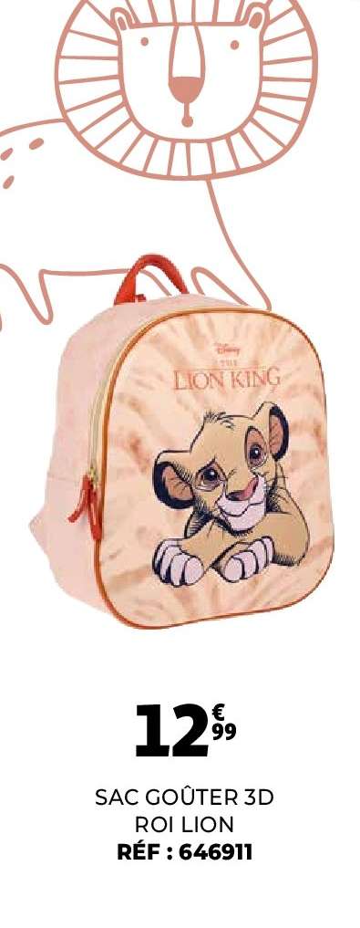 SAC GOÛTER 3D ROI LION