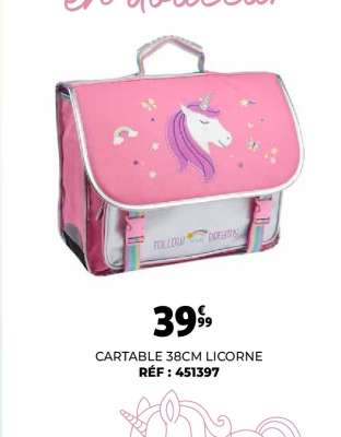 CARTABLE 38CM LICORNE