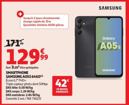 Smartphone Samsung A05S 64Go