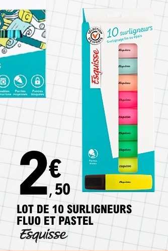 Lot de 10 surligneurs fluo et pastel