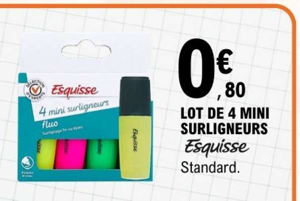 LOT DE 4 MINI SURLIGNEURS Esquisse