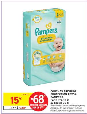 COUCHES PREMIUM PROTECTION T2X54 PAMPERS