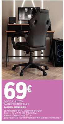 FAUTEUIL GAMER NOIR