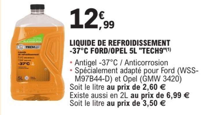 LIQUIDE DE REFROIDISSEMENT -37°C FORD/OPEL 5L "TECH9"