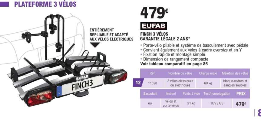 EUFAB FINCH 3 VÉLOS