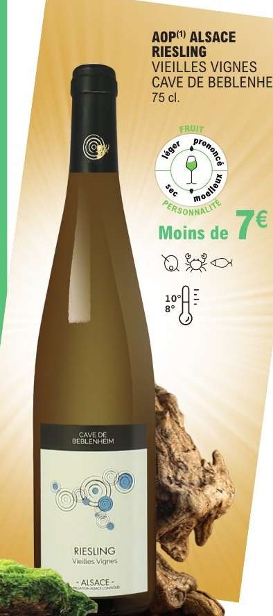 AOP ALSACE RIESLING VIEILLES VIGNES CAVE DE BEBLENHEIM