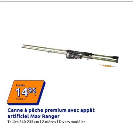 Canne à pêche premium avec appât artificiel Max Ranger