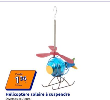 Hélicoptère solaire à suspendre