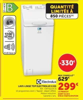 LAVE-LINGE TOP ELECTROLUX 6 KG
