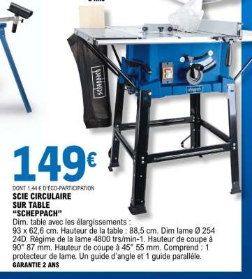 SCIE CIRCULAIRE SUR TABLE "SCHEPPACH"