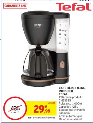 Cafetière Filtre Includéo Tefal