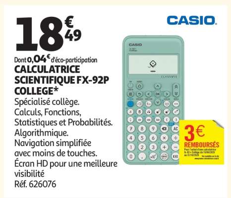 CALCULATRICE SCIENTIFIQUE FX-92P COLLEGE