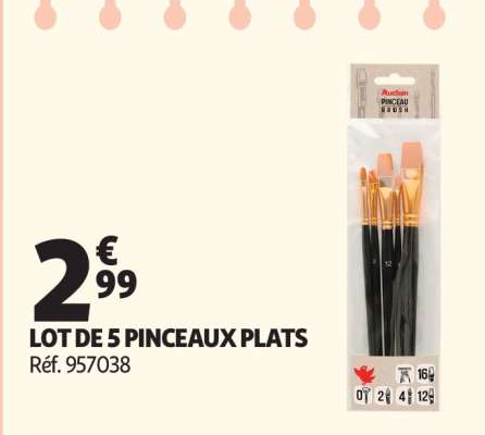 LOT DE 5 PINCEAUX PLATS