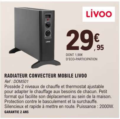 RADIATEUR CONVECTEUR MOBILE LIVOO