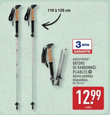 ADVENTURIDGE® BÂTONS DE RANDONNÉE PLIABLES