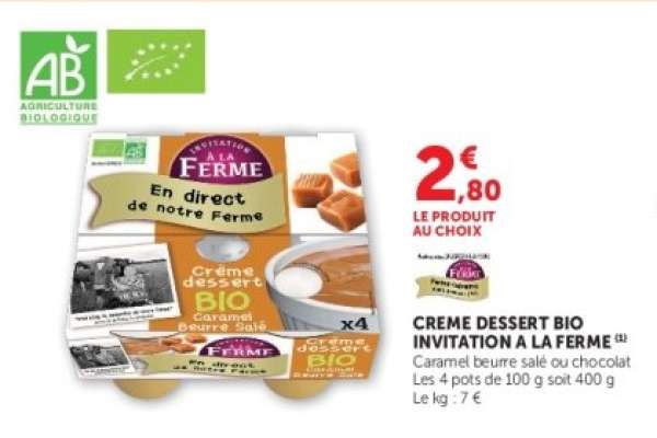 CREME DESSERT BIO INVITATION A LA FERME