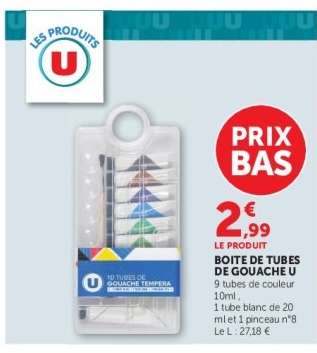 BOITE DE TUBES DE GOUACHE U