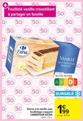 Glaces à la vanille avec feuilletage craquant CARREFOUR EXTRA