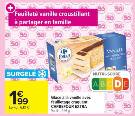 Glace à la vanille avec feuilletage craquant CARREFOUR EXTRA