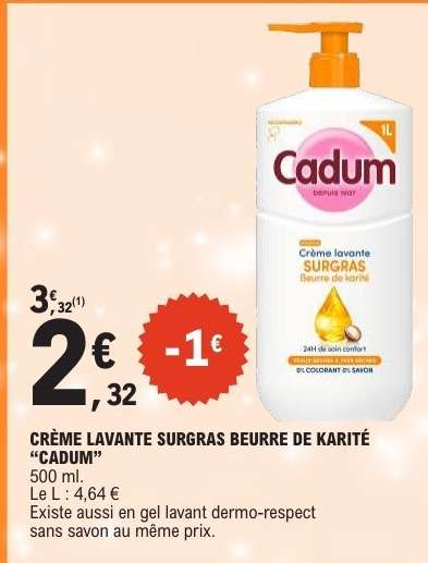 CRÈME LAVANTE SURGRAS BEURRE DE KARITÉ “CADUM”