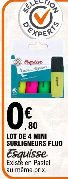 LOT DE 4 MINI SURLIGNEURS FLUO