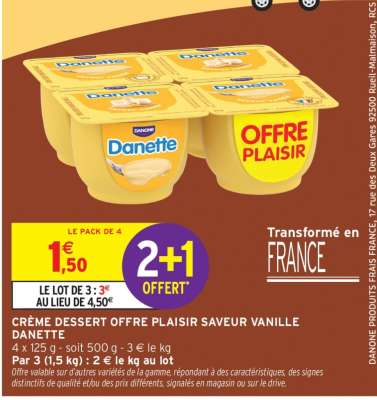 Crème Dessert Offre Plaisir Saveur Vanille Danette