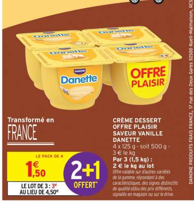 Crème Dessert Offre Plaisir Saveur Vanille Danette
