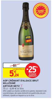 AOP CRÉMANT D'ALSACE BRUT MILLESIMÉ ARTHUR METZ