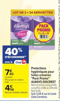 ALWAYS DISCREET Pack Promo