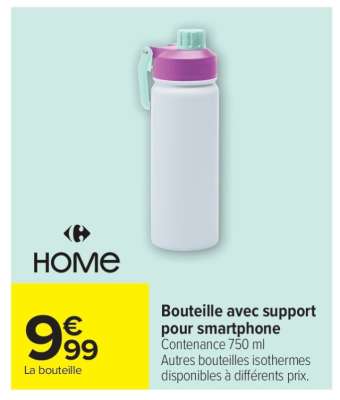 Bouteille avec support pour smartphone