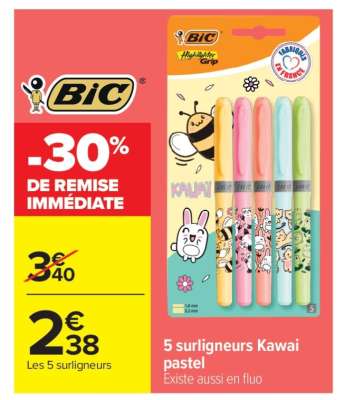5 surligneurs Kawai pastel