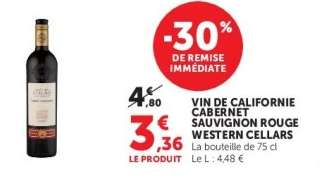 VIN DE CALIFORNIE CABERNET SAUVIGNON ROUGE WESTERN CELLARS
