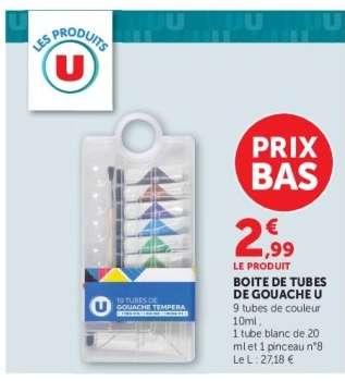 BOITE DE TUBES DE GOUACHE U