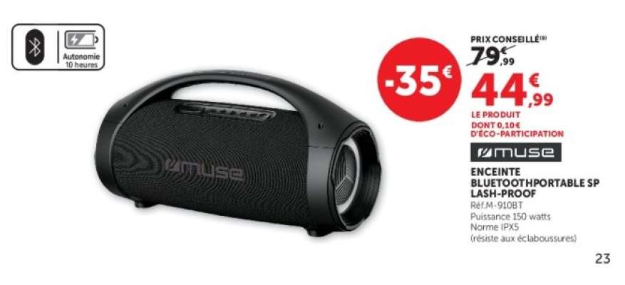 ENCEINTE BLUETOOTH PORTABLE SPLASH-PROOF