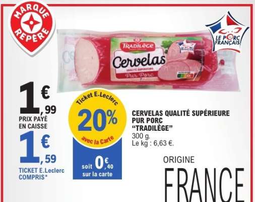 Cervelas Qualité Supérieure Pur Porc "Tradilège"