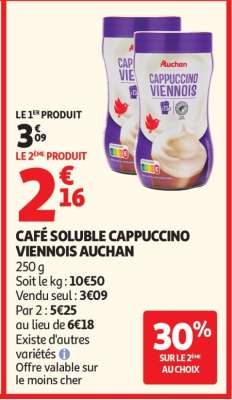 CAFÉ SOLUBLE CAPPUCCINO VIENNOIS AUCHAN