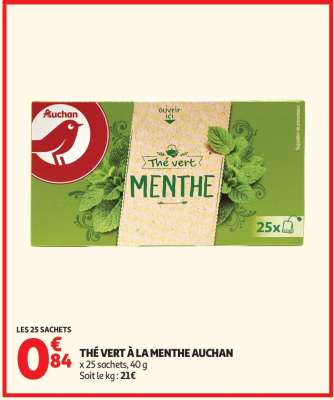 THÉ VERT À LA MENTHE AUCHAN