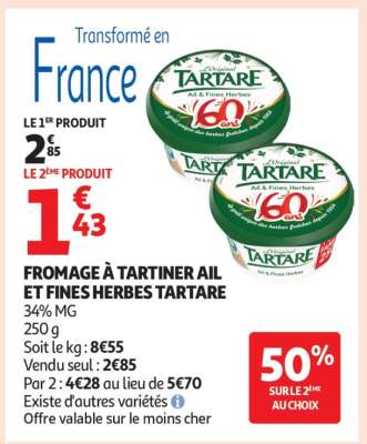 FROMAGE À TARTINER AIL ET FINES HERBES TARTARE