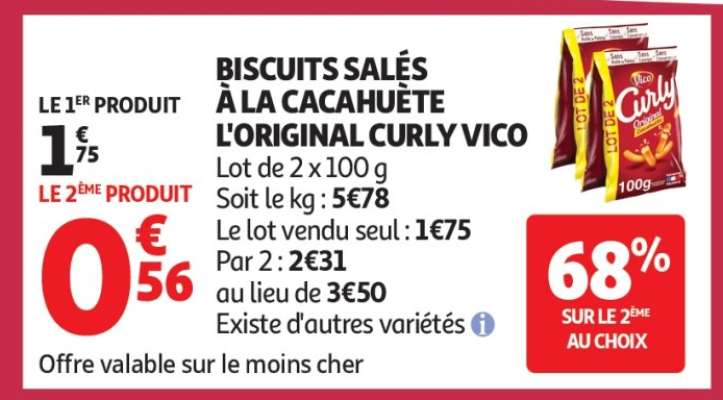 BISCUITS SALÉS À LA CACAHUÈTE L'ORIGINAL CURLY VICO