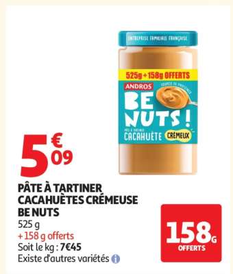 PÂTE À TARTINER CACAHUÈTES CRÉMEUSE BE NUTS