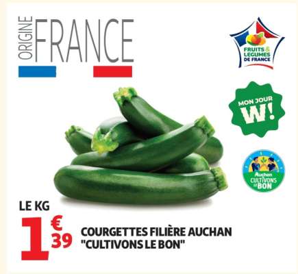 Courgettes Filière Auchan "Cultivons Le Bon"