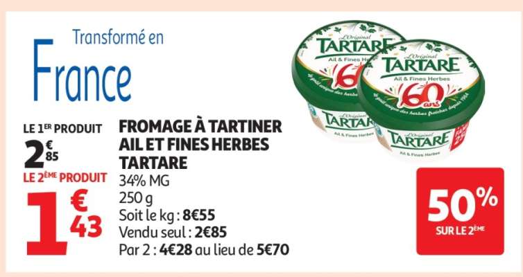 FROMAGE À TARTINER AIL ET FINES HERBES TARTARE