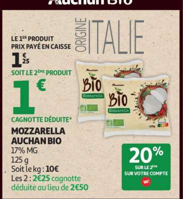 MOZZARELLA AUCHAN BIO