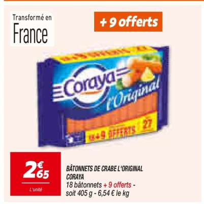 BÂTONNETS DE CRABE L'ORIGINAL CORAYA