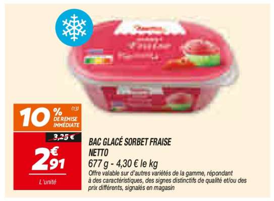 BAC GLACÉ SORBET FRAISE