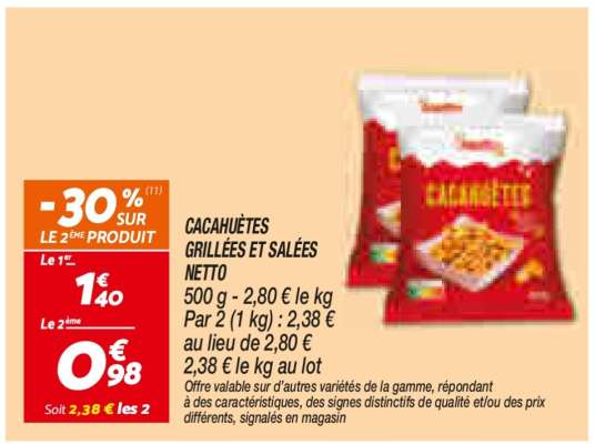 CACAHUÈTES GRILLÉES ET SALÉES NETTO