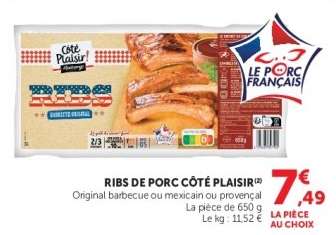 RIBS DE PORC CÔTÉ PLAISIR