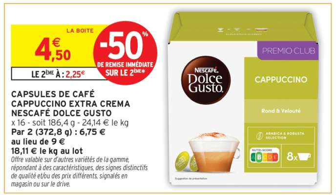 CAPSULES DE CAFÉ CAPPUCCINO EXTRA CREMA NESCAFÉ DOLCE GUSTO