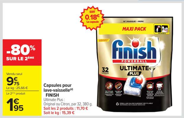 Capsules pour lave-vaisselle FINISH